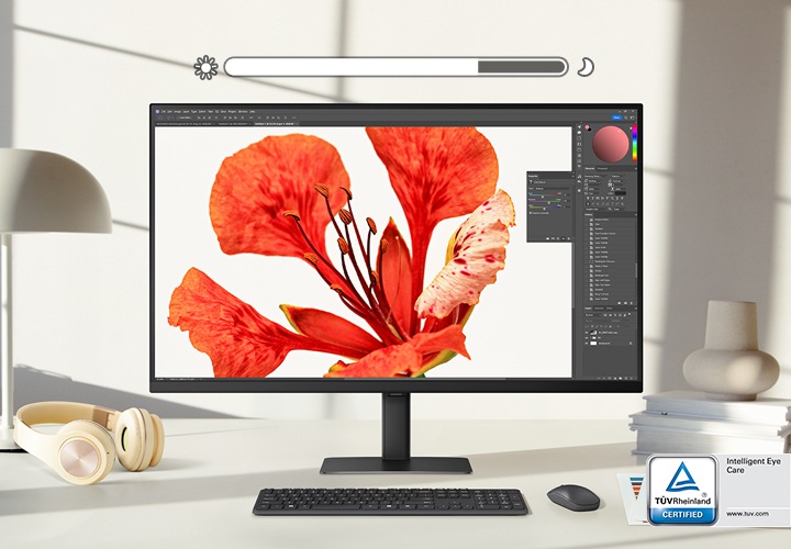 TÜV 인증을 받은 아이 세이버 모드를 나타내고 있는 연출된 이미지 입니다.