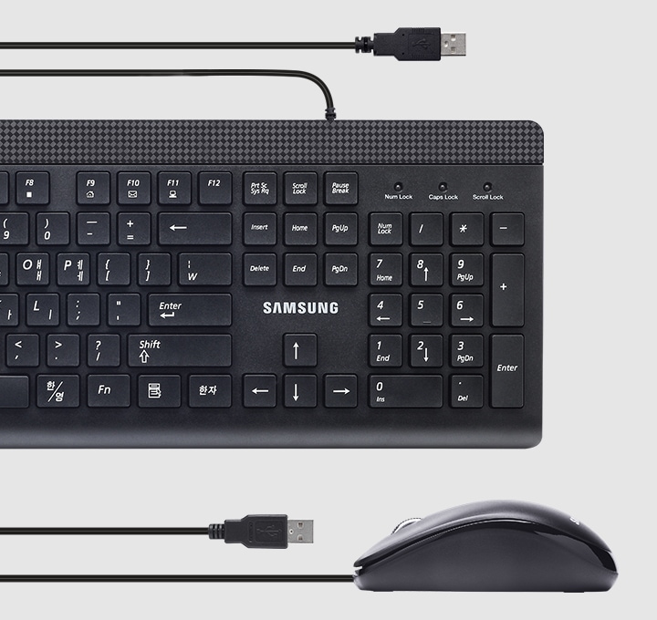 우측에는 키보드와 연결 usb, 좌측에는 마우스와 연결 usb가 있는 이미지