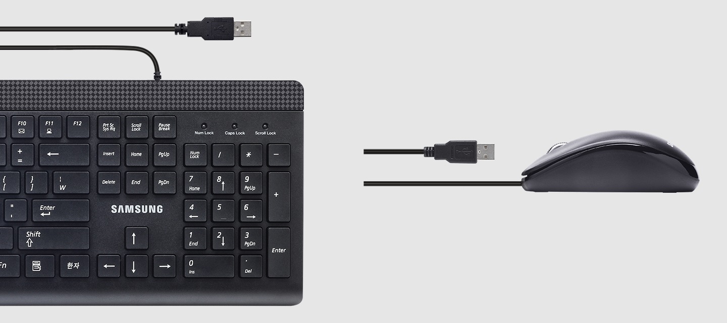 우측에는 키보드와 연결 usb, 좌측에는 마우스와 연결 usb가 있는 이미지