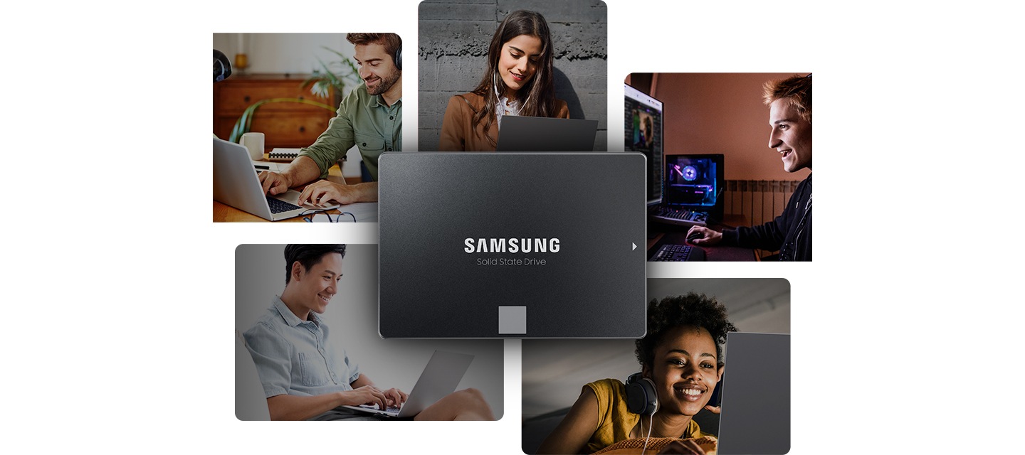 제품이 이미지 가운데 있으며 제품 뒤쪽으로 다양한 상황에서 제품을 사용하고 있는 이미지가 원을 이루듯이 나열되어있습니다.