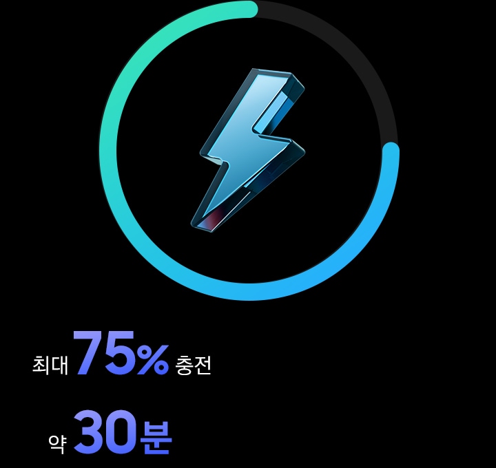 약 30분 만에 최대 75% 충전