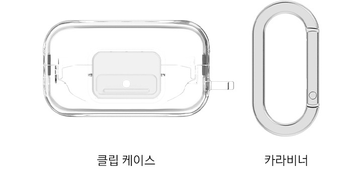 클립 케이스, 카라비너가 나열된 구성품 이미지 입니다.