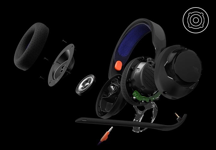 헤드폰 내부가 보이는 X-ray 컷이 보입니다.