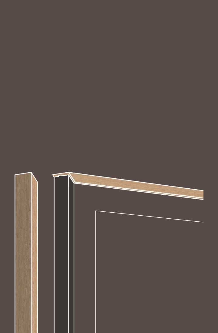 플랫 티크 베젤이 설치된 The Frame이 있습니다. 좌측 테두리의 경우 The Frame에서 살짝 분리되어 있습니다.