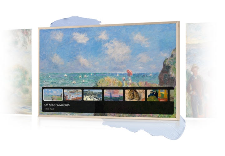 TV 화면 속에 명화가 보입니다.