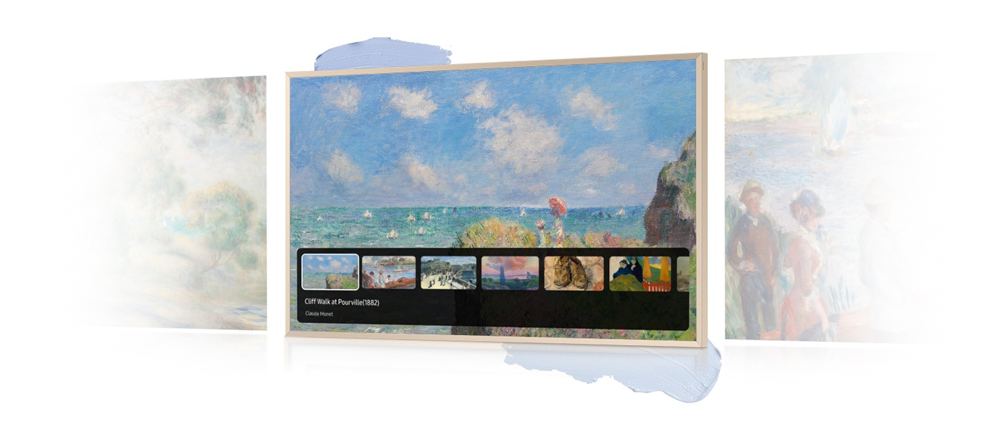 TV 화면 속에 명화가 보입니다.