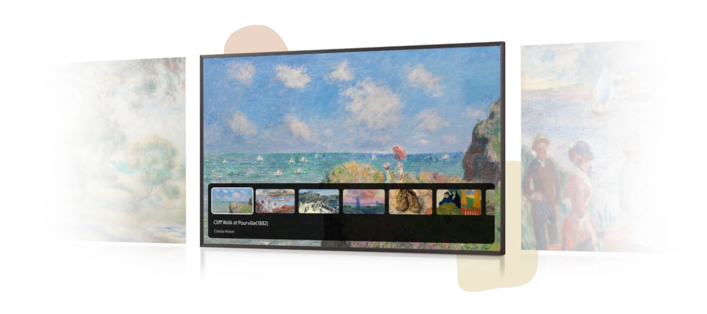 TV 화면 속에 명화가 보입니다.