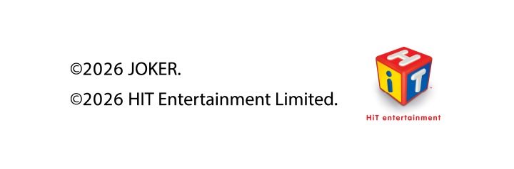 라이센스 로고 띠배너입니다. ⓒ2026 JOKER. ⓒ2026 HIT Entertainment Limited. 우측에 HIT entertainment 로고가 있습니다.