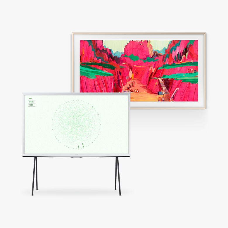 The Frame 제품과 The Serif 제품이 놓여져 있습니다.