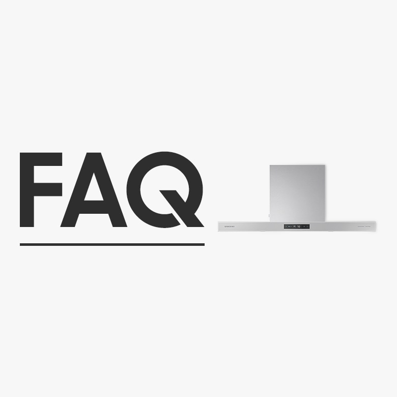 하얀 바탕에 흰색 삼성전자 Bespoke 후드 제품과 FAQ 글씨가 보입니다.