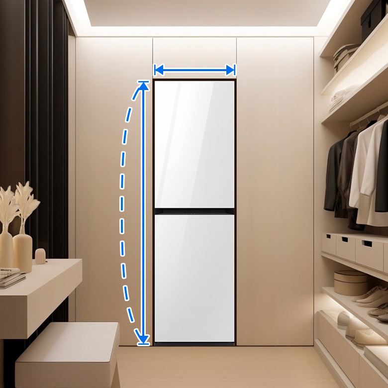 드레스룸에 Bespoke AI 에어드레서가 설치되어 있습니다.