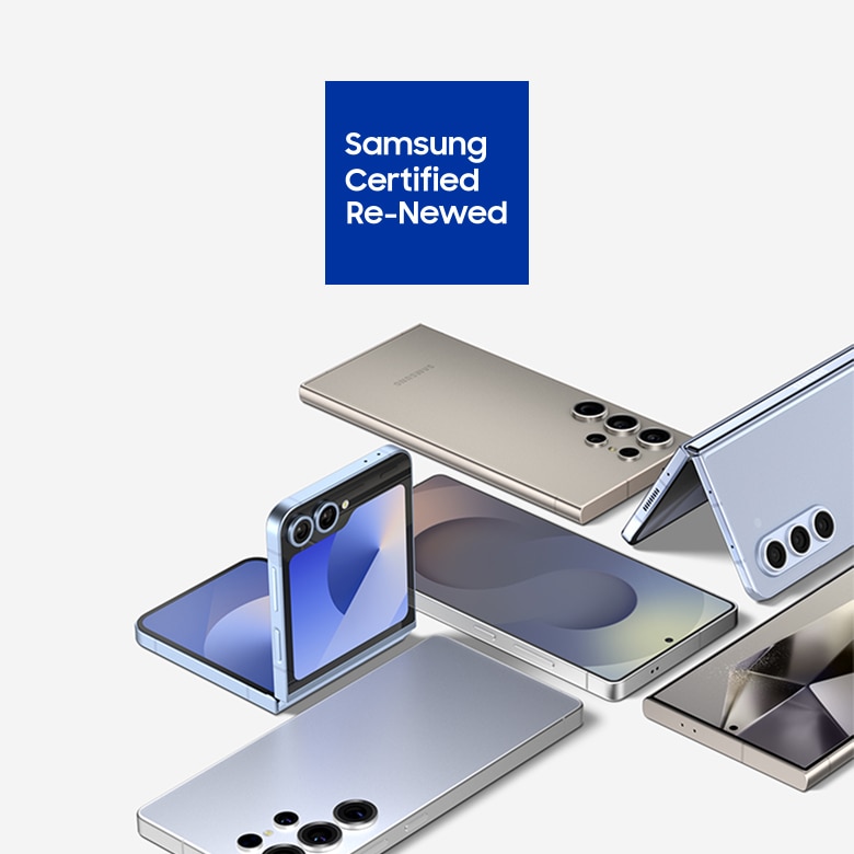 [갤럭시 인증중고폰 이동 배너입니다. 갤럭시 스마트폰 여러 대가 다양한 각도로 놓여있습니다.]