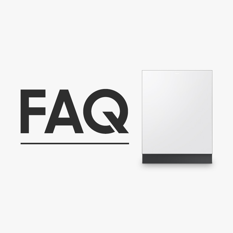 [하얀 바탕에 흰색 삼성전자 Bésp~óké Á~Í 식기세척기 제품과 FÁQ~ 글씨가 보입니다.]