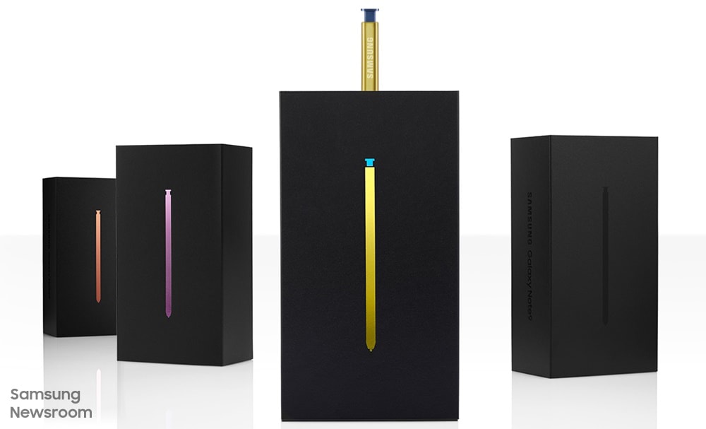 S펜을 전면에 내세운 갤럭시 노트9 시리즈의 패키지 이미지