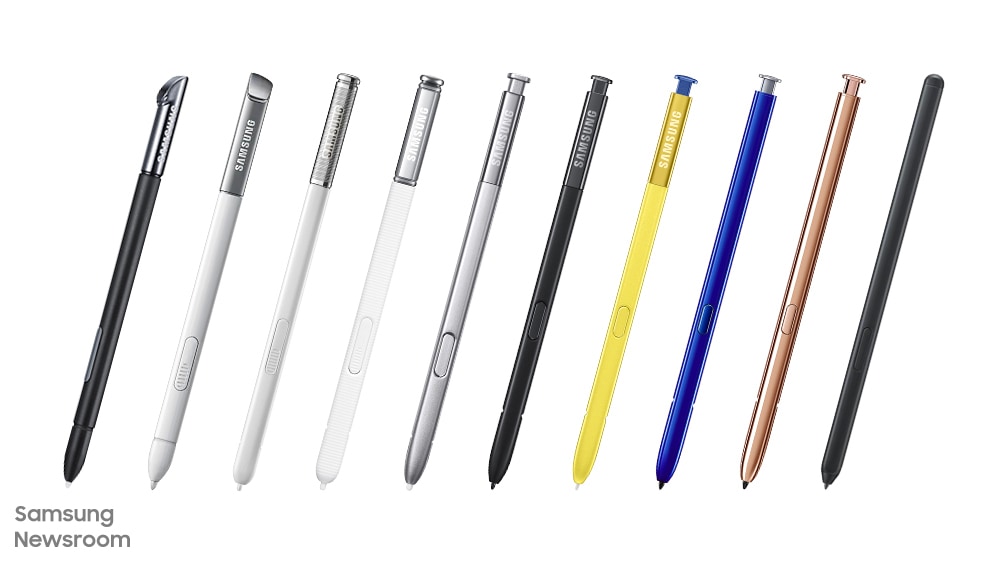 다양한 형태와 색상으로 출시된 갤럭시 시리즈 S펜들 이미지