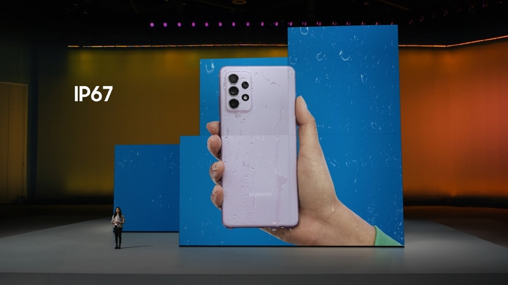 3월 17일 온라인으로 진행된 ‘삼성 갤럭시 어썸 언팩’에서 삼성전자 무선사업부 마케팅팀 암루타 훈누르칼(Amruta Hunnurkar) 프로가 ‘갤럭시 A’ 시리즈 신제품을 소개하는 모습