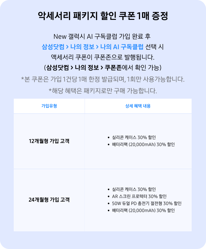 액세서리 할인 혜택 팝업 이미지