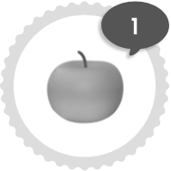 숫자1 그리고 사과 흑백 이미지가 있다.