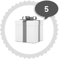 숫자5 그리고 선물 상자 흑백 이미지가 있다.