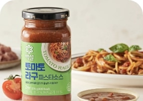 [백설 토마토 라구 파스타 소스 제품 전면 이미지]