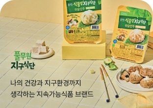 [지구식단 브랜드 소개를 위한 식물성 고기만두 김치만두 이미지]