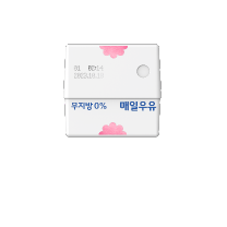 매일우유 무지방 우유곽 모양의 버즈 FE 케이스 전면 모습
