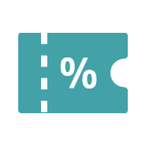 % 문구가 적힌 초록색 쿠폰 일러스트