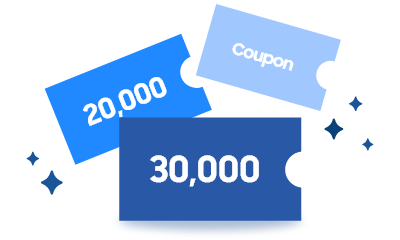 2만원, 3만원, Coupon이라고 써져있는 쿠폰 3개