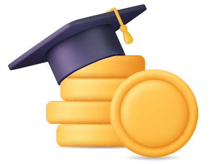 학사모를 쓰고 있는 동전 일러스트