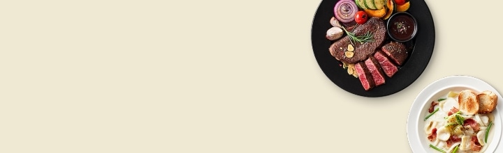 [마이셰프] 레드와인 스테이크, [마이셰프] 데일리밀 크림 수제비 뇨끼&바게트(2인), [팻다운] 해초전복죽 (1인분)