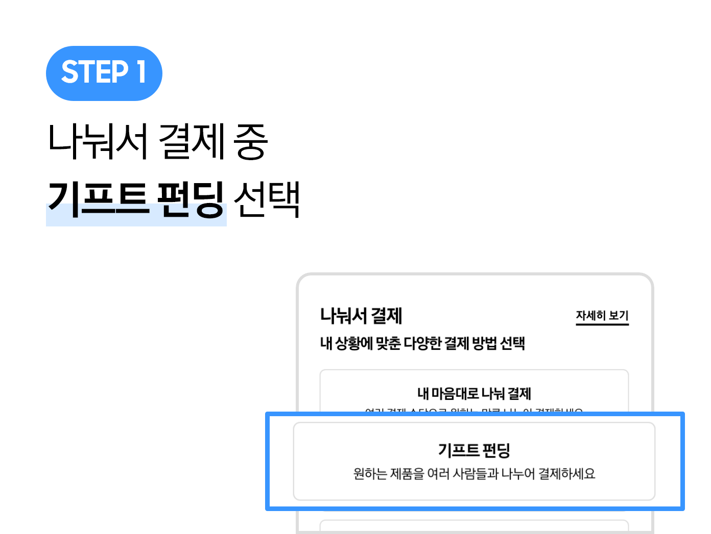 사람 얼굴 이모티콘1 옆으로 친구야! 이번 생일 선물은 기프트 펀딩으로 해줄게! 텍스트가 있는