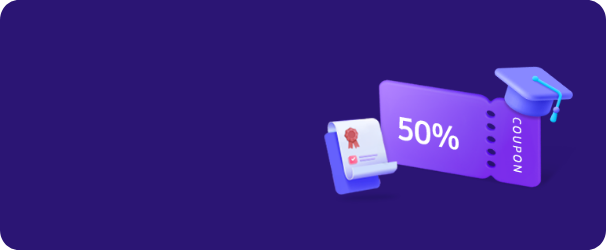 자격증 강의 50% 할인 쿠폰, 학사모, 자격 증명서