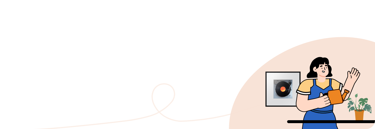 뮤직 프레임 LS60D, 화분에 물을 주는 여성