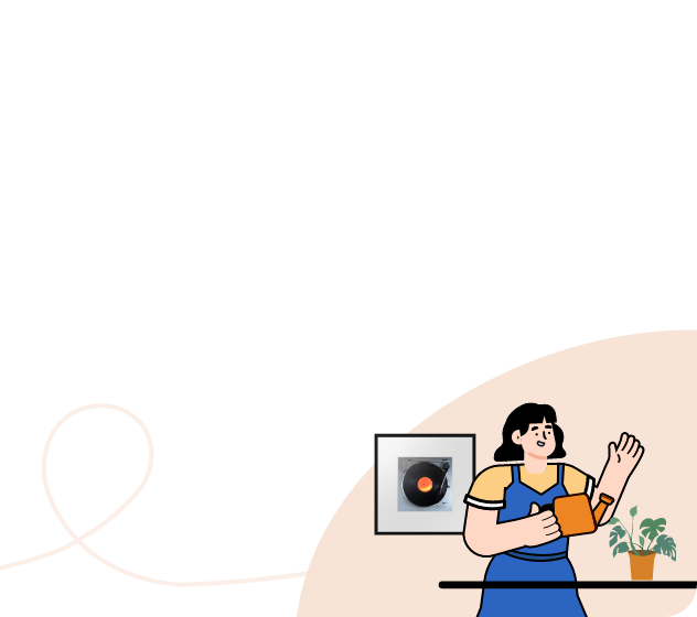 뮤직 프레임 LS60D, 화분에 물을 주는 여성