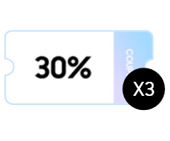 30% 쿠폰 아이콘에 x3 포함