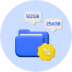 256GB, 512GB가 쓰여진 폴더 모양의 3D 아이콘
