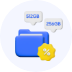 256GB, 512GB가 쓰여진 폴더 모양의 3D 아이콘