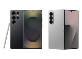 블랙 계열의 갤럭시 S25 울트라와 갤럭시 Z 플립7 제품