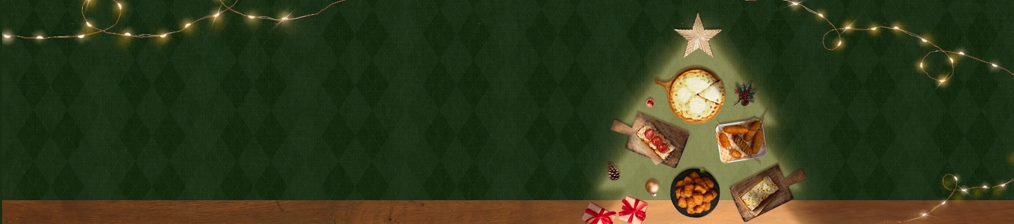 고르곤졸라 피자, 페퍼로니와 고르곤졸라 디테로이트 피자, 핫도그, 순살 치킨, 크리스마스 트리 오너먼트