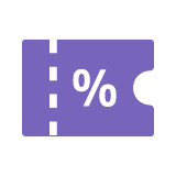 % 문구가 적힌 보라색 쿠폰 일러스트