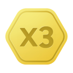 X3 텍스트가 적혀있는 금색 아이콘
