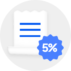 영수증 이미지 옆 5% 말풍선이 함께 놓인