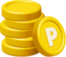 P가 쓰여있는 포인트 코인이 여러 개 쌓여있는