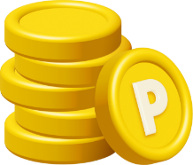 P가 쓰여있는 포인트 코인이 여러 개 쌓여있는