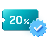 20% 쿠폰과 체크 아이콘