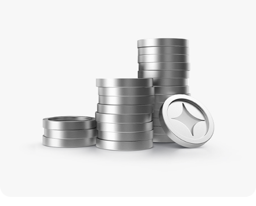 삼성전자 멤버십 포인트를 나타내는 은색 동전이 쌓여있는