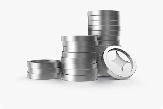 삼성전자 멤버십 포인트를 나타내는 은색 동전이 쌓여있는