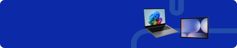 우측으로 갤럭시 북5, 갤럭시 탭 S10 울트라 제품이 놓여져있는