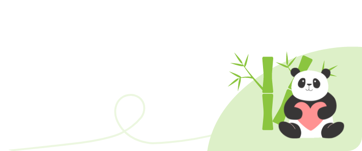 대나무 일러스트, 하트를 들고 있는 팬더 일러스트