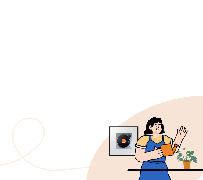 뮤직 프레임 LS60D, 화분에 물을 주는 여성